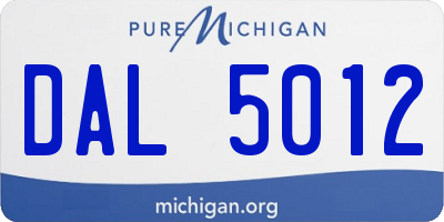 MI license plate DAL5012