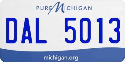 MI license plate DAL5013