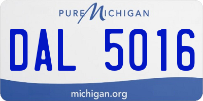 MI license plate DAL5016
