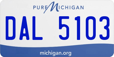 MI license plate DAL5103