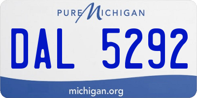 MI license plate DAL5292