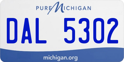 MI license plate DAL5302