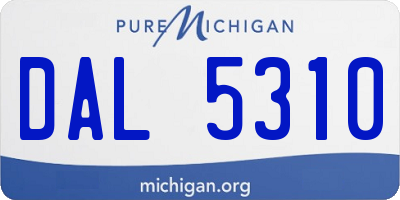 MI license plate DAL5310
