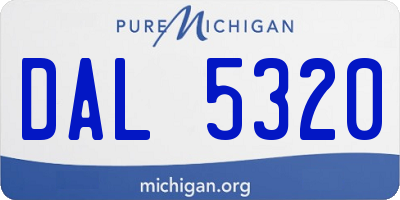 MI license plate DAL5320