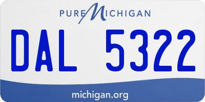 MI license plate DAL5322