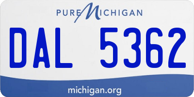 MI license plate DAL5362