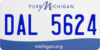 MI license plate DAL5624