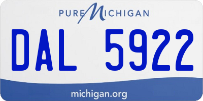 MI license plate DAL5922