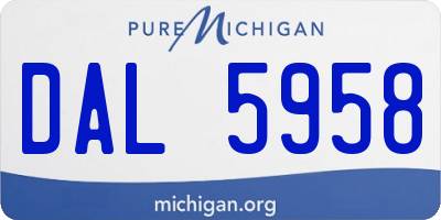 MI license plate DAL5958
