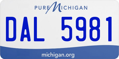 MI license plate DAL5981