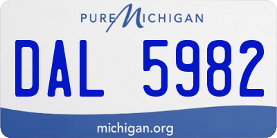 MI license plate DAL5982