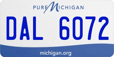 MI license plate DAL6072