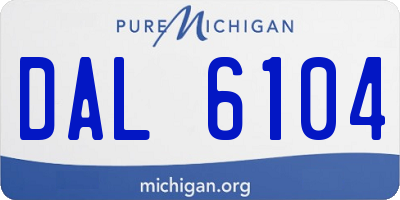 MI license plate DAL6104