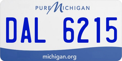 MI license plate DAL6215