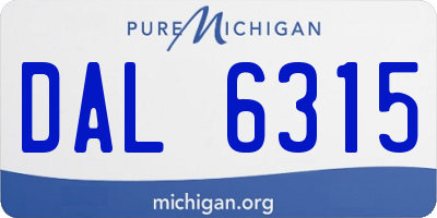 MI license plate DAL6315