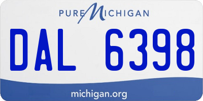 MI license plate DAL6398