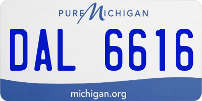 MI license plate DAL6616