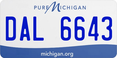 MI license plate DAL6643