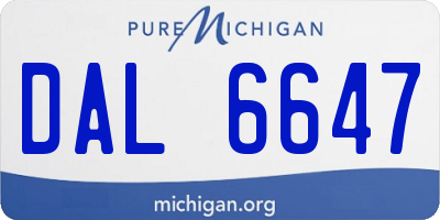 MI license plate DAL6647