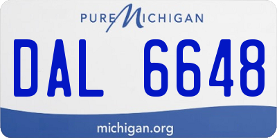 MI license plate DAL6648