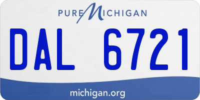 MI license plate DAL6721