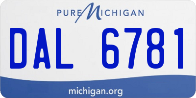 MI license plate DAL6781