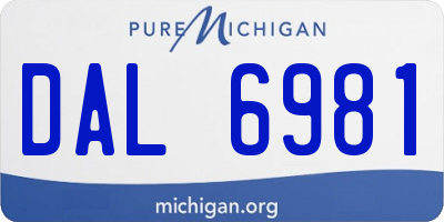 MI license plate DAL6981