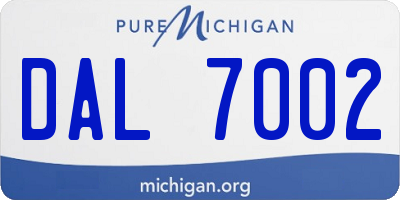MI license plate DAL7002