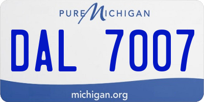 MI license plate DAL7007