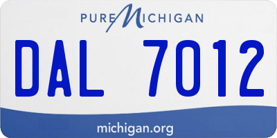 MI license plate DAL7012