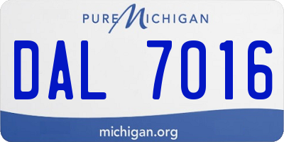 MI license plate DAL7016