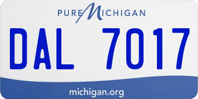 MI license plate DAL7017