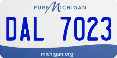 MI license plate DAL7023