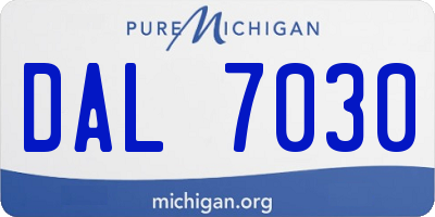 MI license plate DAL7030