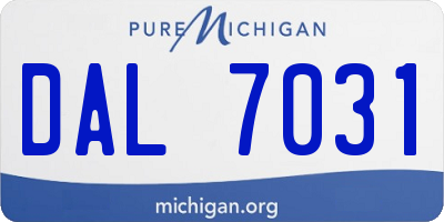 MI license plate DAL7031