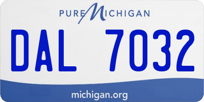 MI license plate DAL7032