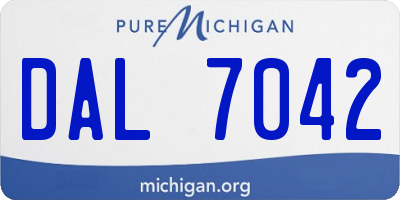 MI license plate DAL7042