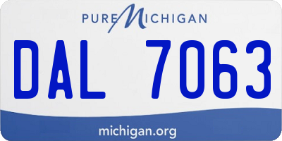 MI license plate DAL7063