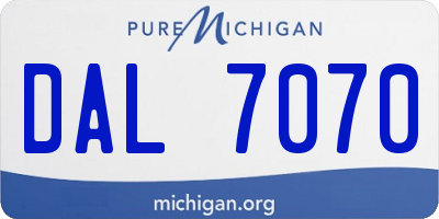 MI license plate DAL7070