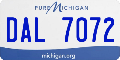 MI license plate DAL7072
