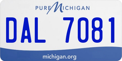 MI license plate DAL7081