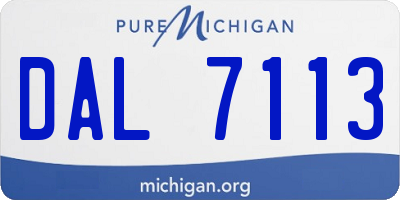 MI license plate DAL7113