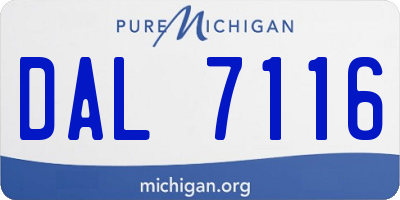 MI license plate DAL7116