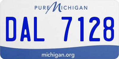 MI license plate DAL7128