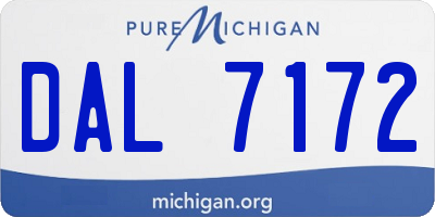 MI license plate DAL7172