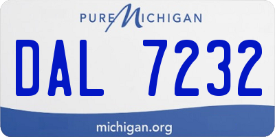 MI license plate DAL7232