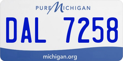 MI license plate DAL7258