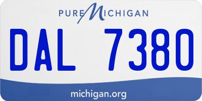 MI license plate DAL7380