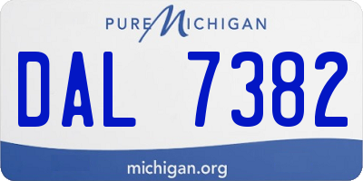 MI license plate DAL7382