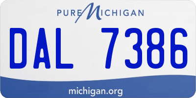 MI license plate DAL7386